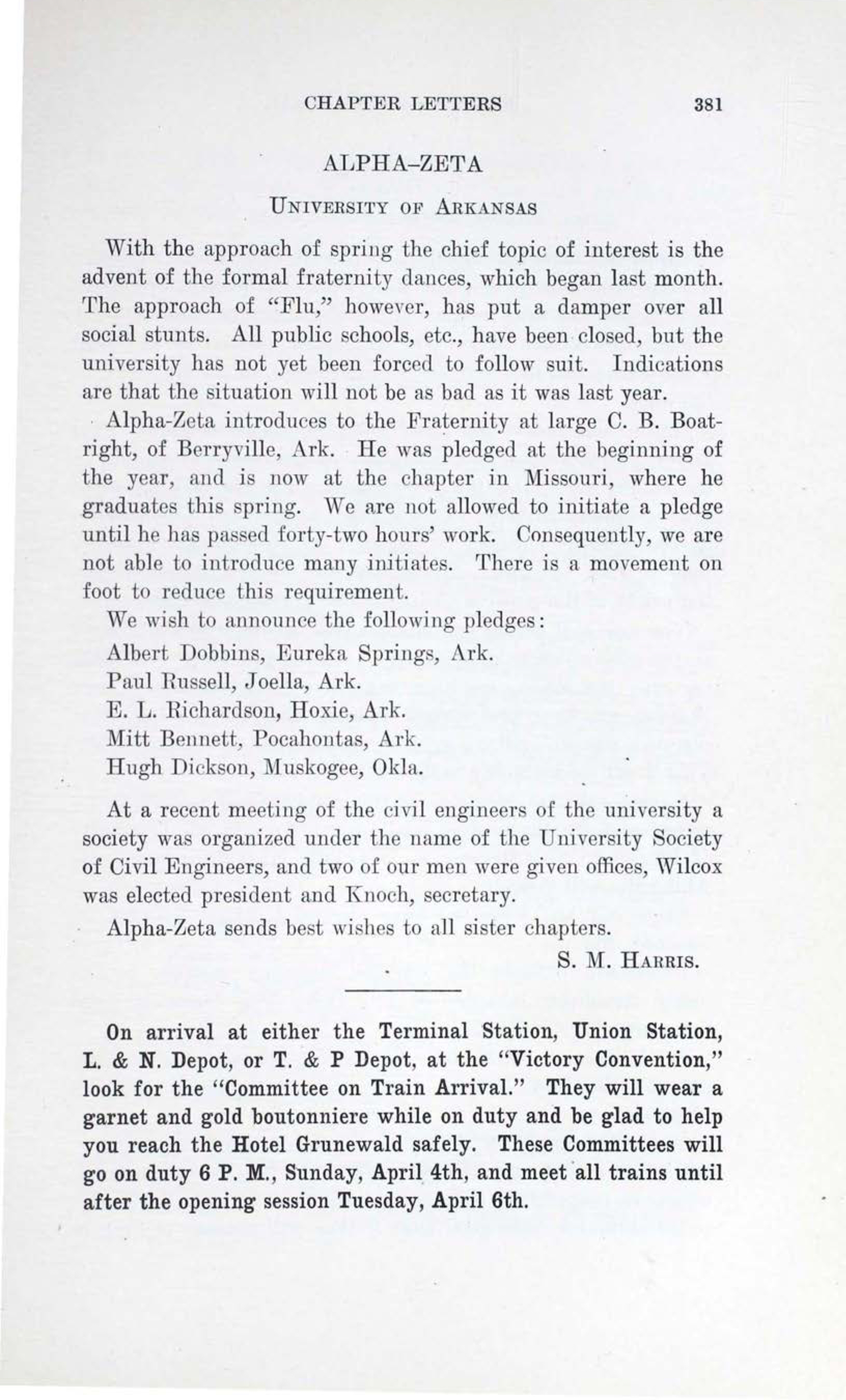 Alpha-Zeta, February 1920